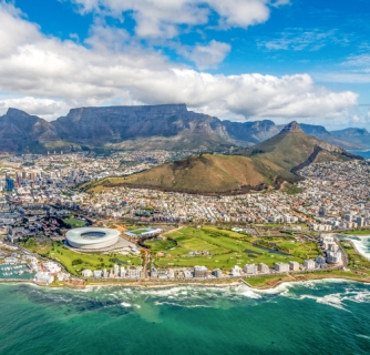 Cape Town and the 12 Apostels from above in South Africa